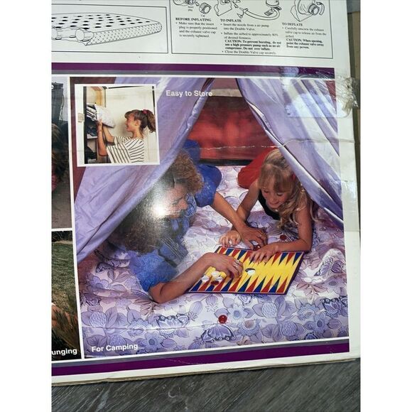 Vintage Intex Comfort Rest DESIGNER Air Bed 78”x 58” Mattress CREAM Flower RARE - Picture 10 of 12